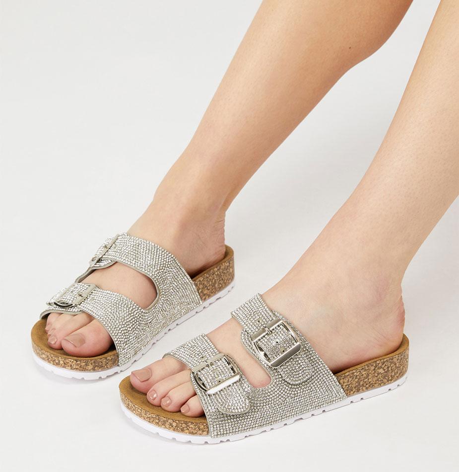 Diamante Buckle Sliders