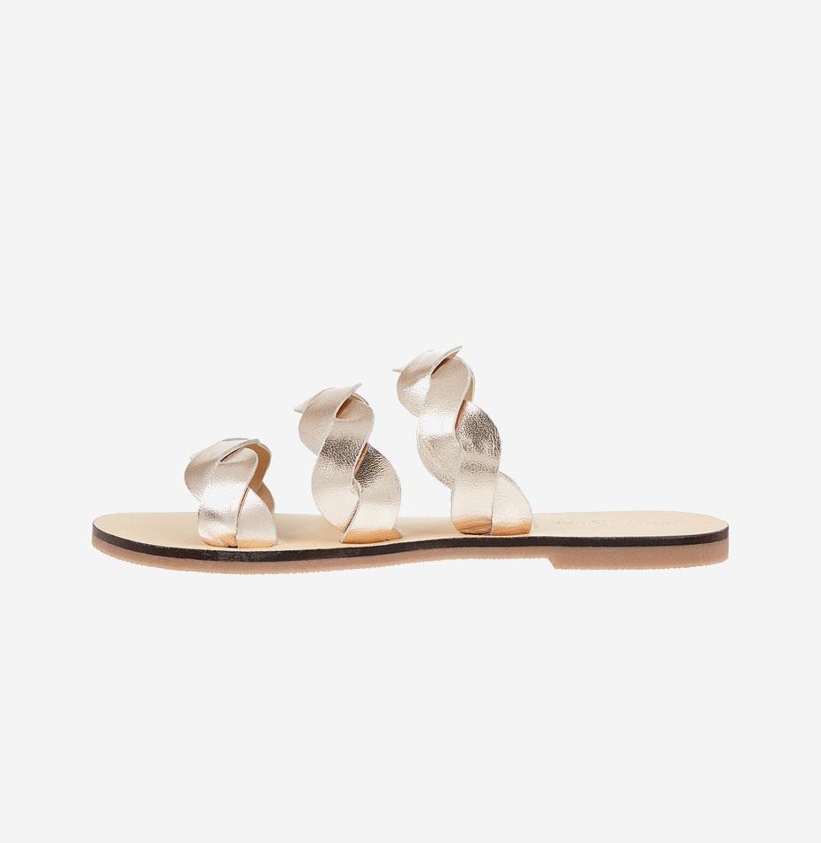 Metallic Twist Strap Sandals