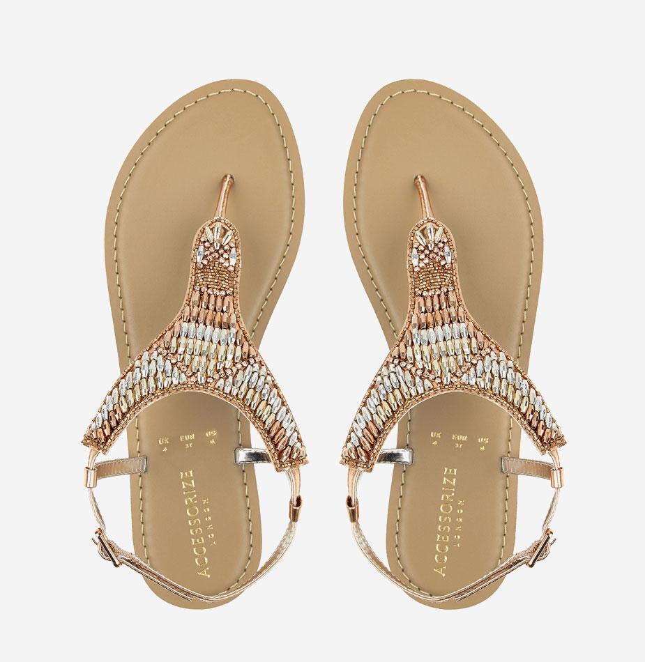 Bethany Beaded Rose Gold Sandals